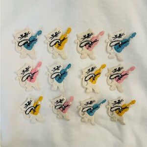 Vintage Kitty Patches Embroidered Cats Playing Violins Set of 12